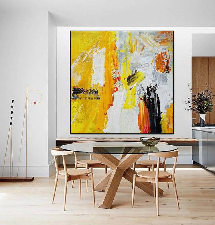 Yellow Abstract Canvas Painting Abstract Canvas Wall Art P9PAR wall art